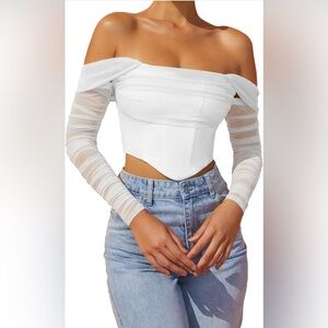 Baonmy Long Sleeve Bustier Corset Top – Off the Shoulder